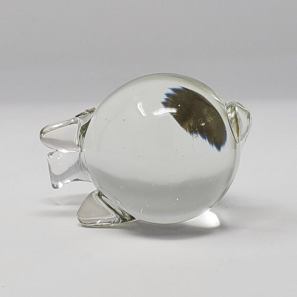 Hand Made Clear Glass Pig Paperweight UOGC Taiwan 2.5" - Picture 8 of 8